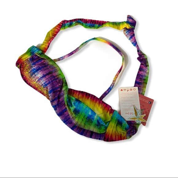 Luli Fama Groovy Baby Twist Bandeau Bikini Top NWT - Picture 2 of 9